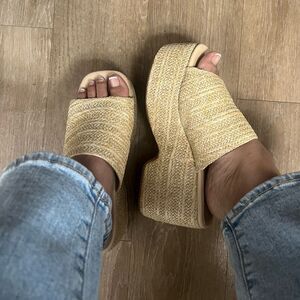 Raffia Platform Slip On Summer Beach Shoes